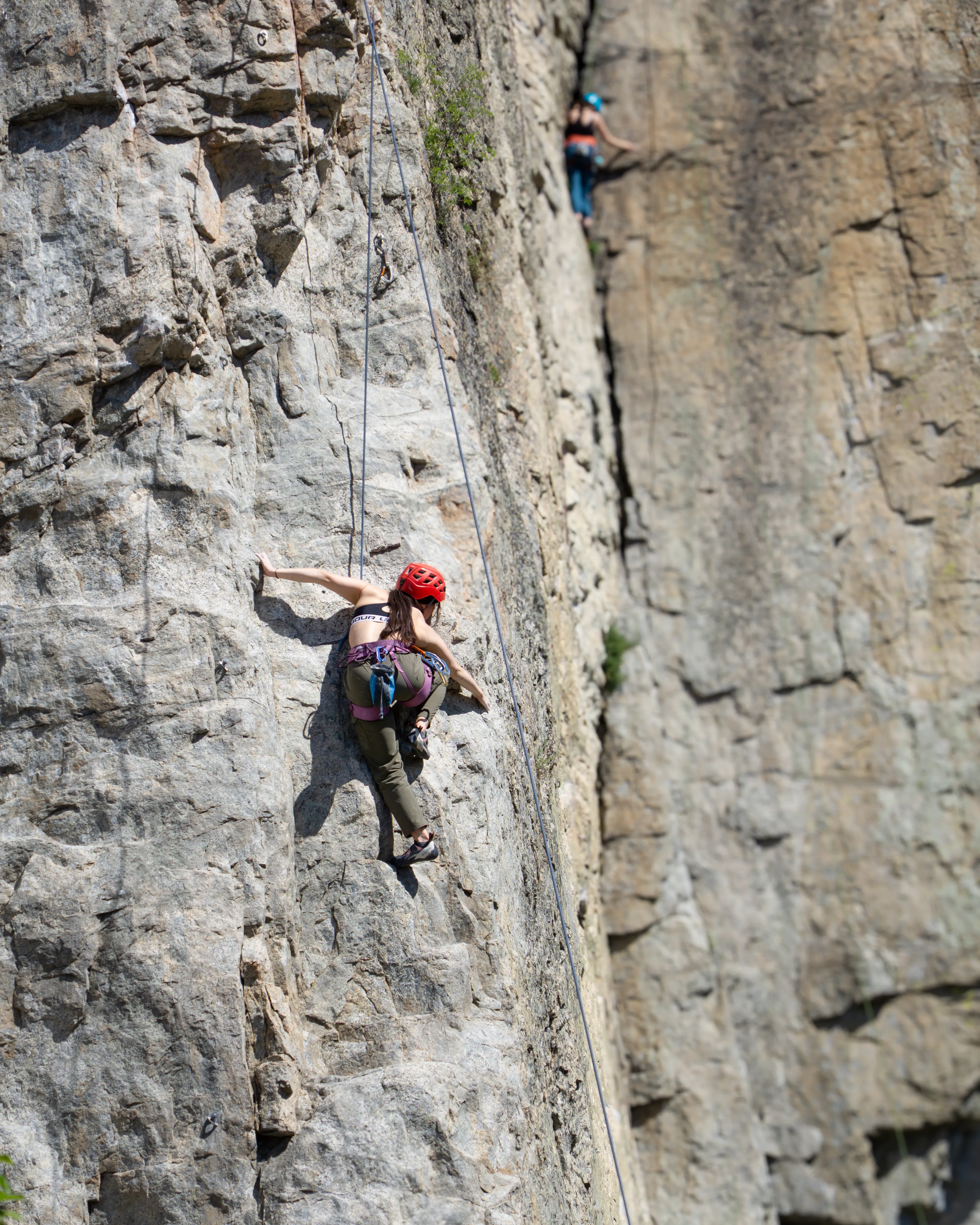 Cheyenne climbing Diamondback (5.9).